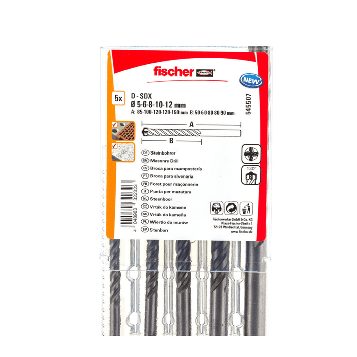 Estuche Broca Quatrium D-SDX de fischer | Precisión y Durabilidad en Perforaciones de Mampostería - fischer Shop