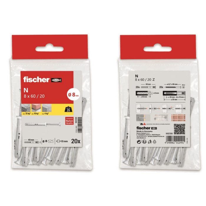 Tacos clavo N 8 x 60/20 para fijaciones rápidas - fischer Shop