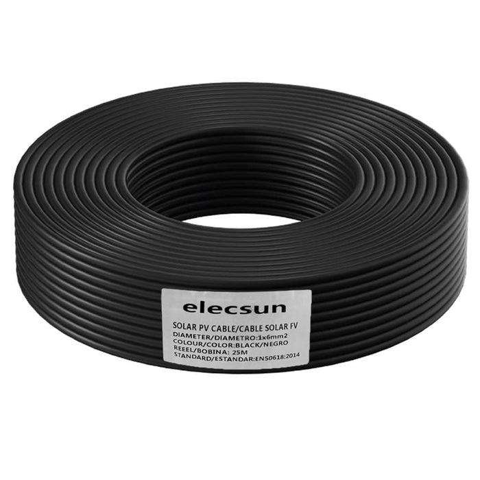 Elecsun Cable solar 6mm 1500V negro (bobina 25m) - fischer Shop
