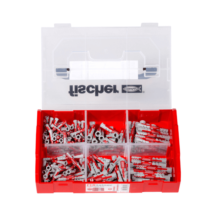 FixTainer – Caja práctica con tacos y tornillos para aplicaciones comunes - fischer Shop