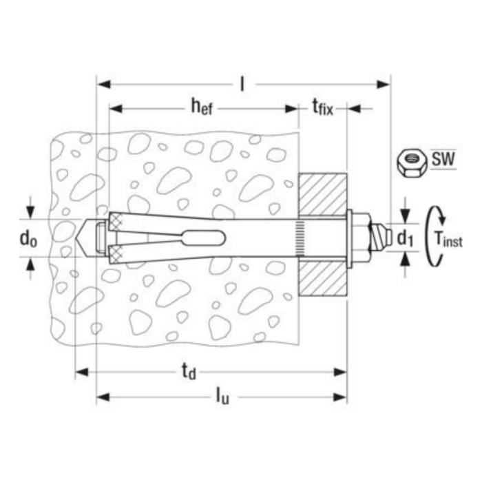 Anclaje metálico fischer FSL 12 T-L (D12 M10) para fijaciones en hormigón - fischer Shop