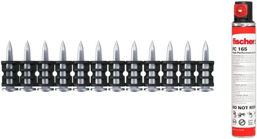 Clavos Disparo de Alto Rendimiento 15mm con Gas incluido, para clavadora gas de clavos FGC 100, Aptos para Acero, hormigón (> C 30/37), ladrillo Macizo y mampostería, 1.008 uds, Gris - fischer Shop
