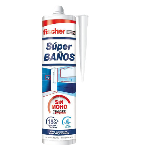 Silicona Super Baños | Sellado duradero y resistente a la humedad - fischer Shop 