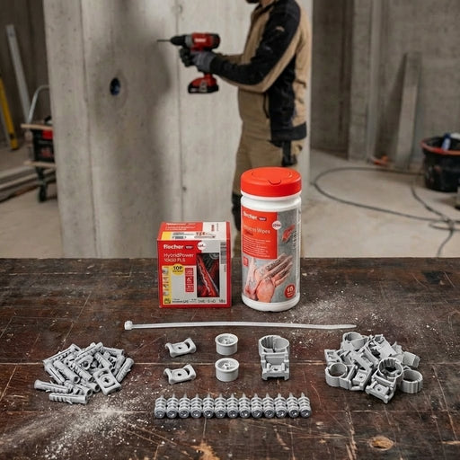 Kit Fijación Tubo Eléctrico con Clavadora fischer | Instalación Rápida en Hormigón y Ladrillo - fischer Shop