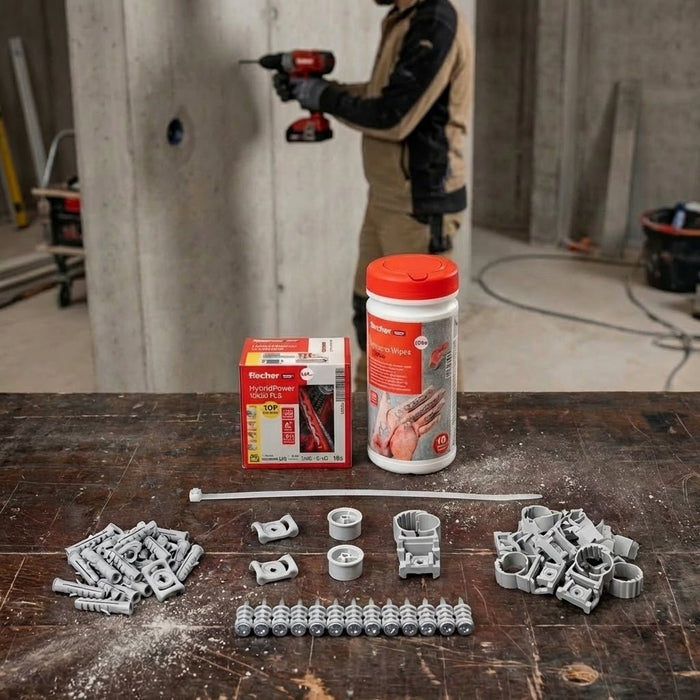 Kit Fijación Tubo Eléctrico con Clavadora fischer | Instalación Rápida en Hormigón y Ladrillo - fischer Shop