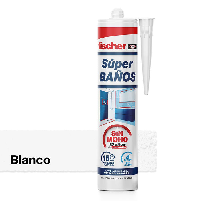Silicona Super Baños | Sellado duradero y resistente a la humedad - fischer Shop