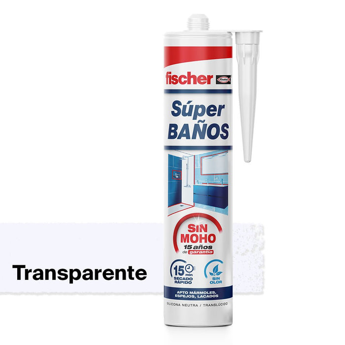 Silicona Super Baños | Sellado duradero y resistente a la humedad - fischer Shop