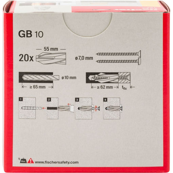 Taco para hormigón celular GB 10 fischer | Caja de 100