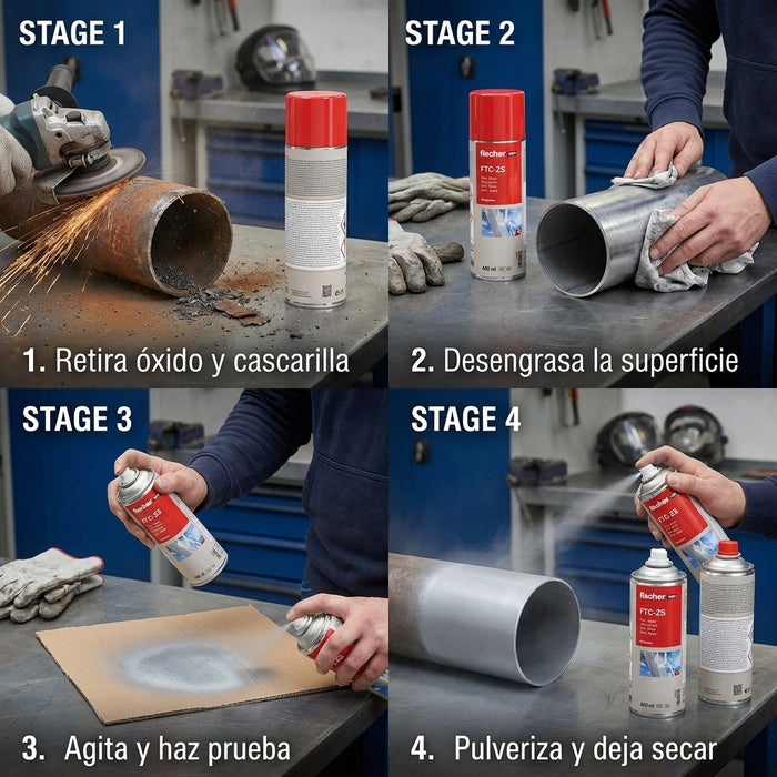 Spray de zinc FTC-ZS Fischer 400 ml | Galvanizado en frío
