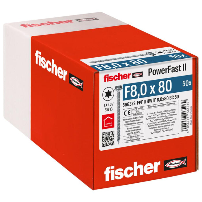 Tornillos PowerFast II Cabeza hexagonal torx rosaca total zincado | Metal a madera