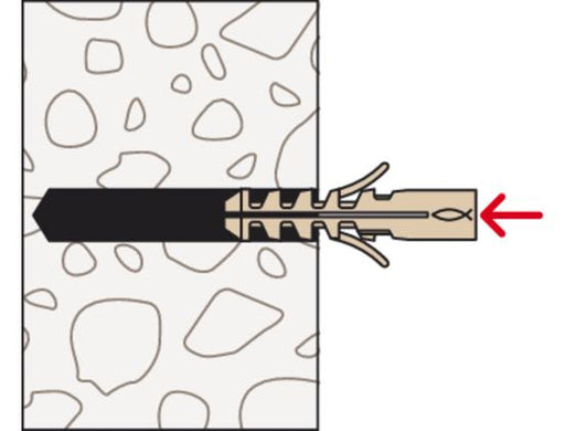 Taco nylon M 8 S Fischer | Rosca métrica M8 para obra - fischer Shop