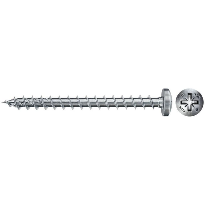 Tornillo PowerFast II FPF II PZF con cabeza redonda, engarce PZ, rosca total y cincado (Pack 100 unidades) - fischer